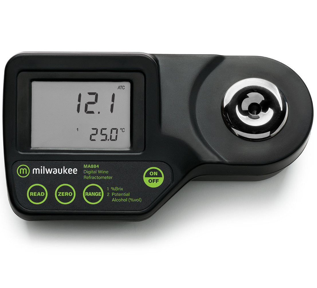 Refractómetro digital MA884 para grados Brix y porcentaje de alcohol