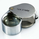 10x21mm Jewelers Loupe in Plastic Case, Chrome Round Body